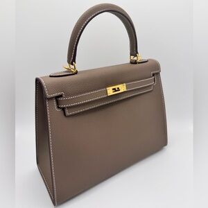 25CM Classic Epsom Top Handle Satchel Bag - Elephant